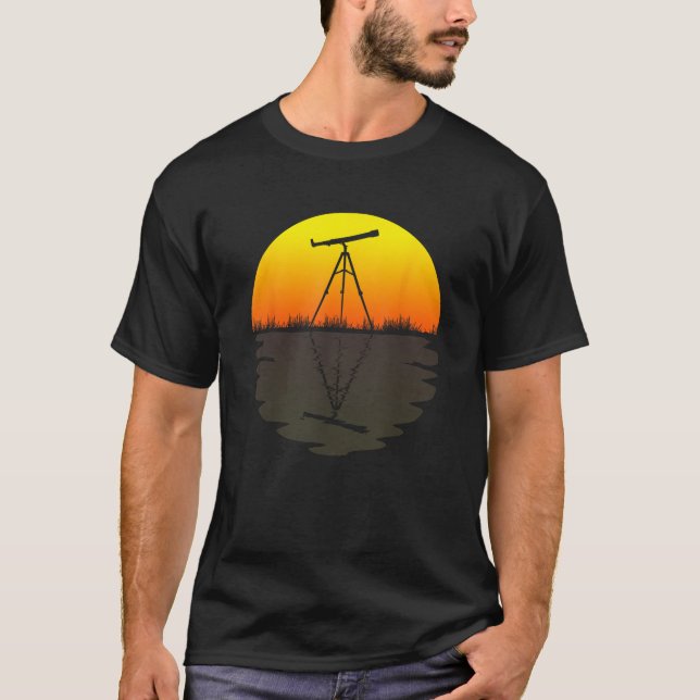 Camiseta Telescopio Astronomía retro puesta de sol 70 Teles (Anverso)