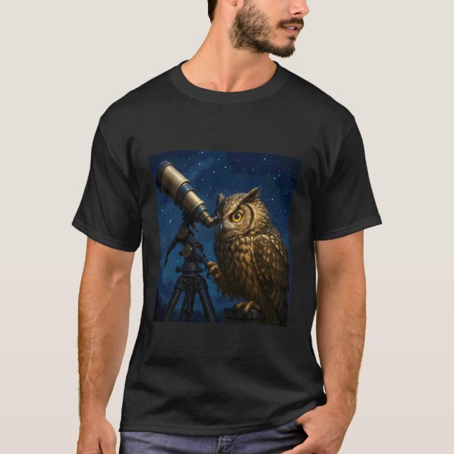 Camiseta Telescopio de búho de fantasía nocturna (Anverso)