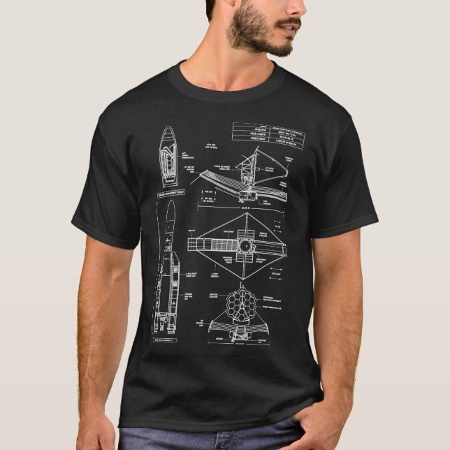 Camiseta Telescopio espacial James Webb (Stencil blanco sin (Anverso)