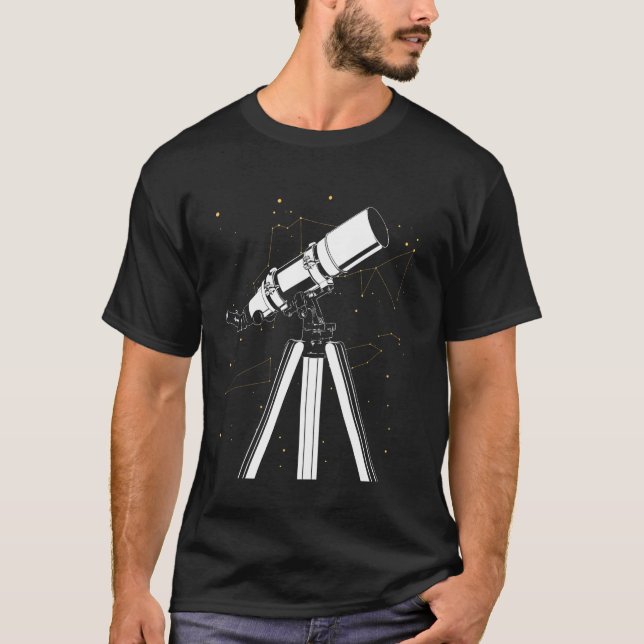 Camiseta Telescopio geométrico y espacio de constelación (Anverso)