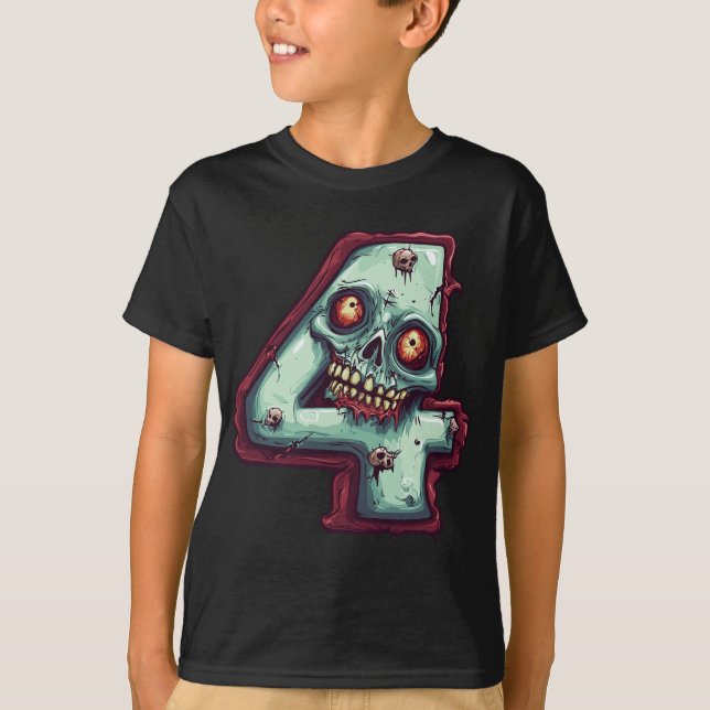 Camiseta Tema 4 Zombie Halloween Niños de 4 años (Anverso)