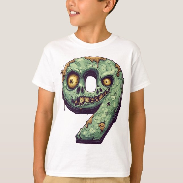 Camiseta Tema 9 Zombie Halloween Niños de 9 años (Anverso)