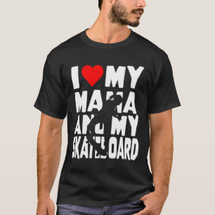 Camiseta Tema de chica de monopatín Me encanta mamá y mi mo