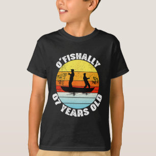 Camiseta Tema de cumpleaños de pesca de 7 años 'O'fishally'