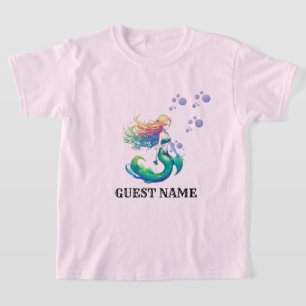 Camiseta Tema de cumpleaños de Sirena agregar nombre de inv