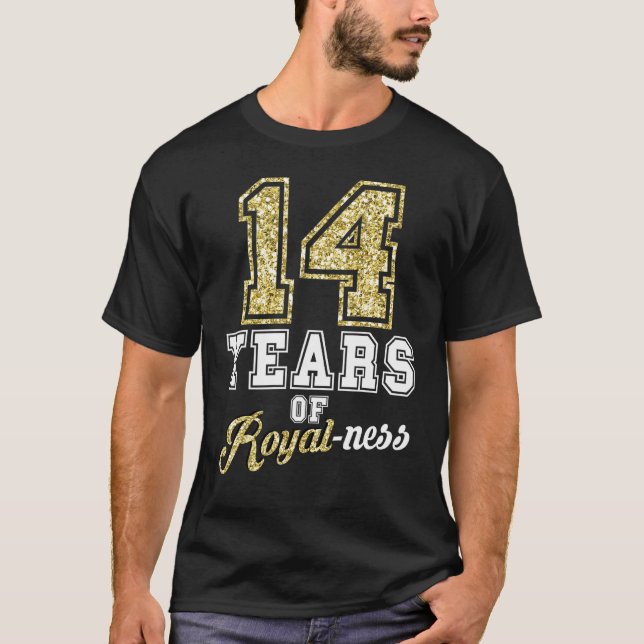 Camiseta Tema de cumpleaños real para 14 años (Anverso)