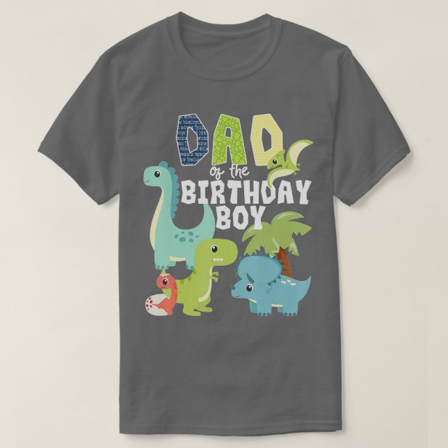 Camiseta Tema De Dinosaurios Cumpleaños Papá Del Niño De Cu (Diseño del anverso)