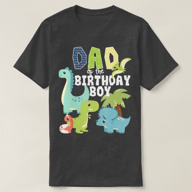 Camiseta Tema De Dinosaurios Cumpleaños Papá Del Niño De Cu (Diseño del anverso)