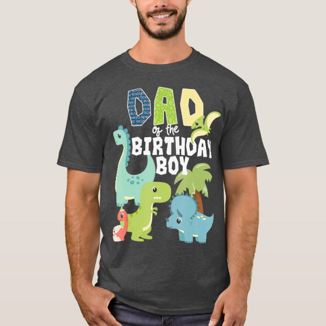 Camiseta Tema De Dinosaurios Cumpleaños Papá Del Niño De Cu (Anverso)