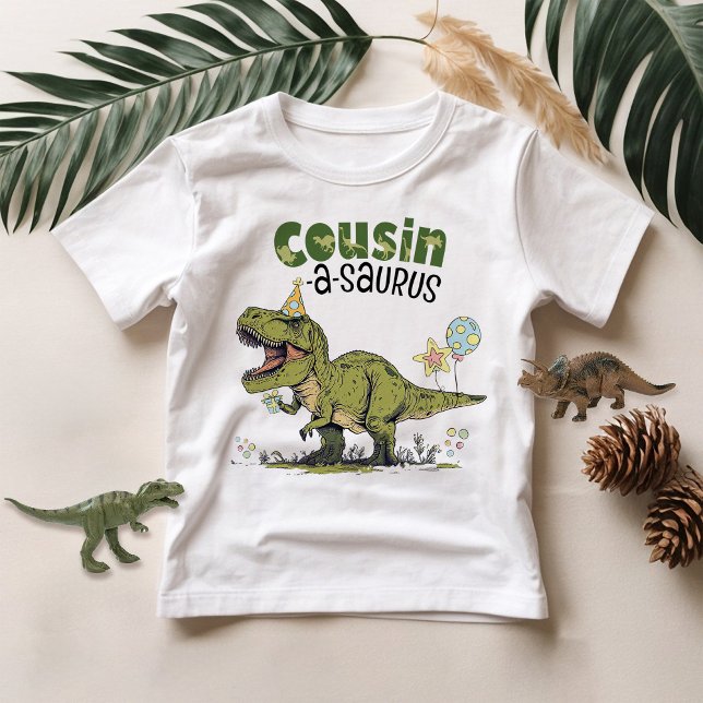 Camiseta Tema de dinosaurios Primo-saurio Fiesta de cumplea (Cute funny cousin-a-saurus t-rex dinosaur theme kids birthday party matching family unisex t-shirt)