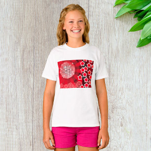 Camiseta Tema de fiesta de discoteca roja con estrellas y b