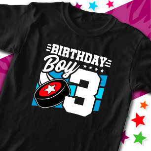 Camiseta Tema de Fiesta de hockey de tres años niño de terc