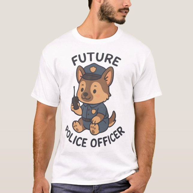 Camiseta Tema de futuro oficial de policía de perro lindo (Anverso)