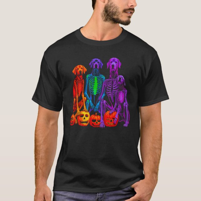 Camiseta Tema de Halloween Esqueleto Retriever Labrador Pop (Anverso)