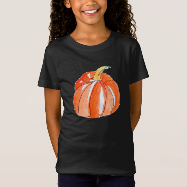 Camiseta Tema de Halloween negro calabaza y naranja (Anverso)