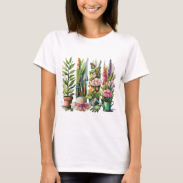 CAMISETA TEMA DE JARDINERÍA DE FOLLAGE Y FLORAL