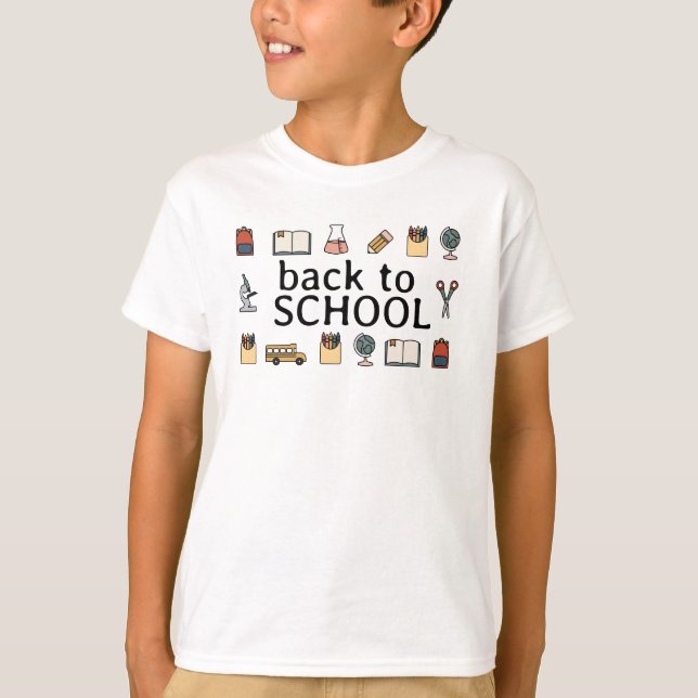 Camiseta Tema de la escuela primaria Libro de Autobús infan (Anverso)