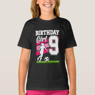 Camiseta Tema de la fiesta de cumpleaños del fútbol de 9 añ