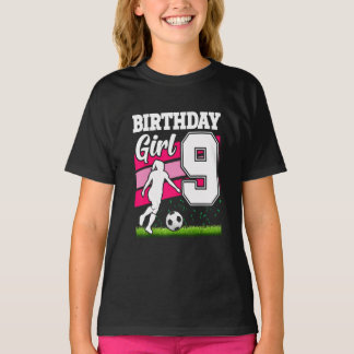 Camiseta Tema de la fiesta de cumpleaños del fútbol de 9 añ