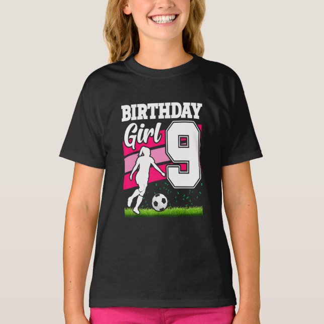 Camiseta Tema de la fiesta de cumpleaños del fútbol de 9 añ (Anverso)