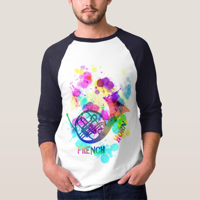 Camiseta Tema de la música del cuerno francés arcoiris (Anverso)