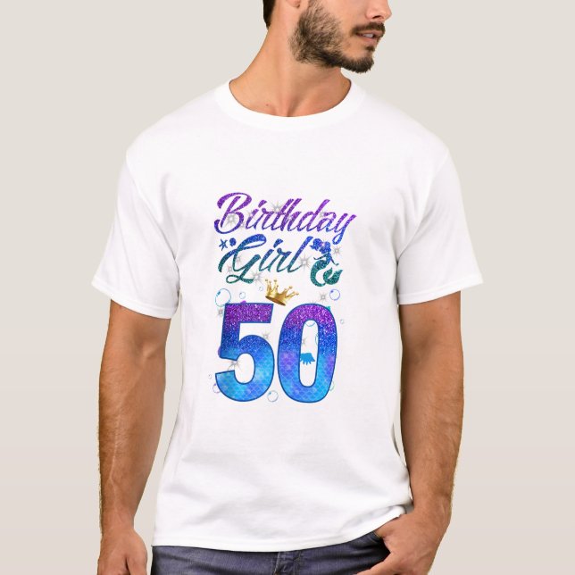 Camiseta Tema de la sirena de cumpleaños 50 años (Anverso)