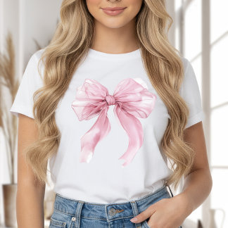 Camiseta Tema de lazo coqueto rosa femenino