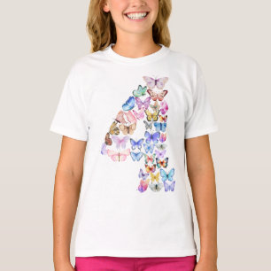 Camiseta Tema de mariposas número 4 Niños de 4 años
