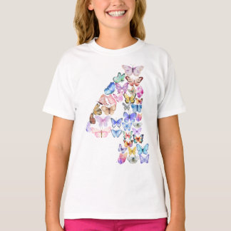 Camiseta Tema de mariposas número 4 Niños de 4 años