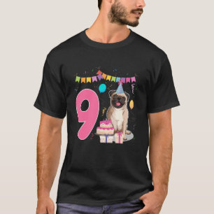 Camiseta Tema de perro Pug cumpleaños 9 cumpleaños 9 años n