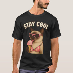 Camiseta Tema de playa para amantes de gatos siameses
