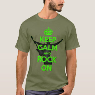 Camiseta Tema de Rock n Roll Mantén la Calma y Rockea