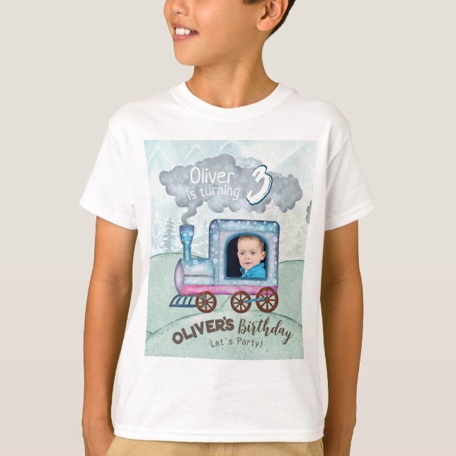 Camiseta Tema del cumpleaños del tren ferroviario Lover (Anverso)