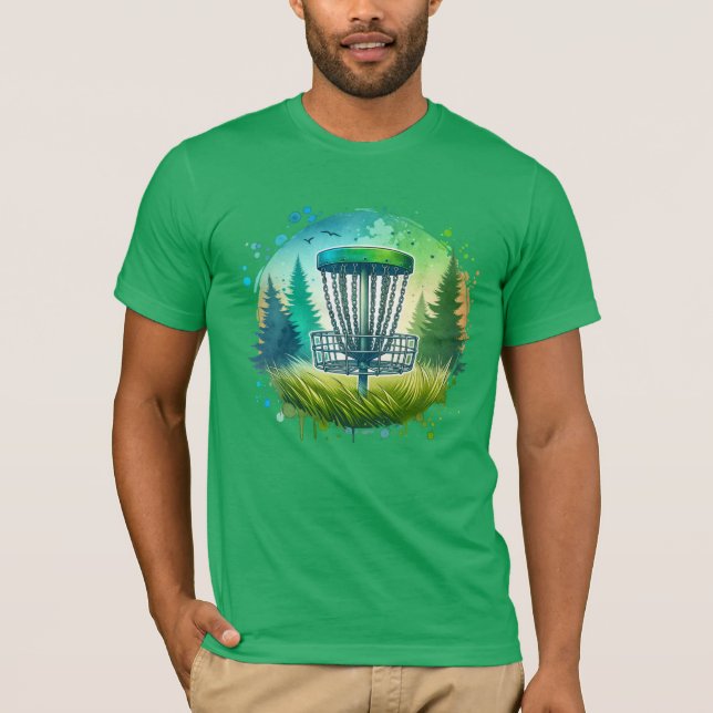 Camiseta Tema del golf en disco verde y azul (Anverso)
