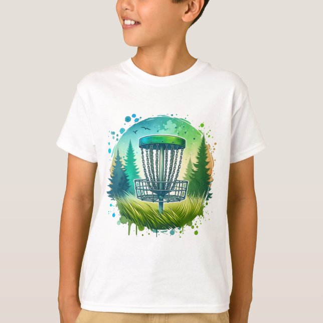 Camiseta Tema del golf en disco verde y azul (Anverso)