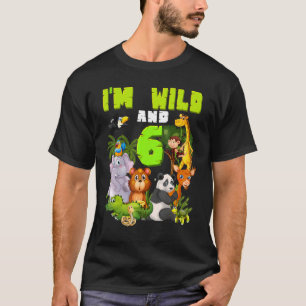Camiseta Tema del zoológico salvaje de 6 años Cumpleaños Se