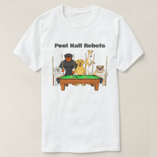 Camiseta Tema Divertido de Perros de Billar Sala de Billar 