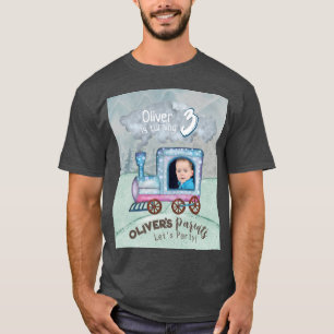 Camiseta Tema editable del cumpleaños del tren