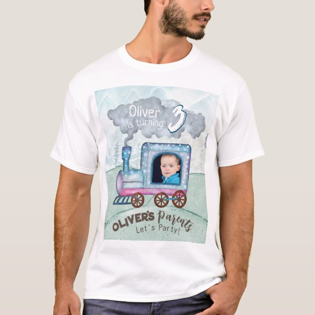 Camiseta Tema editable del cumpleaños del tren (Anverso)