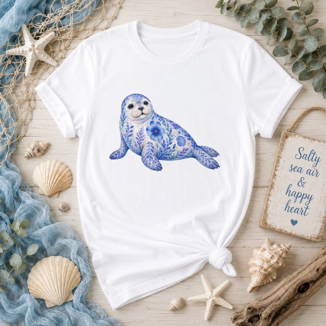 Camiseta Tema floral de foca de puerto (Subido por el creador)