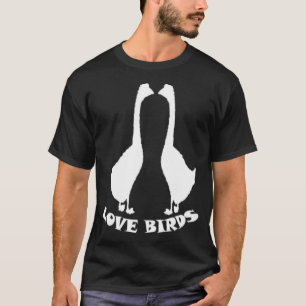 Camiseta Tema ganso patos pájaros pájaro amor perros negros