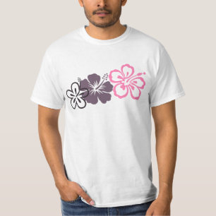 Camiseta tema gris y rosado del Hawaiian del hibisco