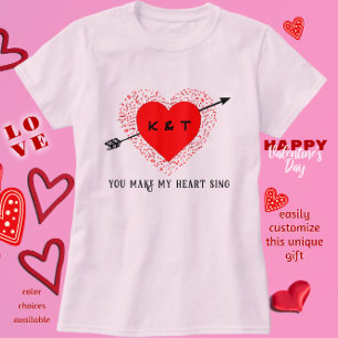 Camiseta Tema musical simple El día de San Valentín negro y