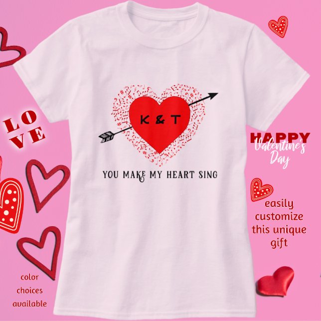 Camiseta Tema musical simple El día de San Valentín negro y (Subido por el creador)