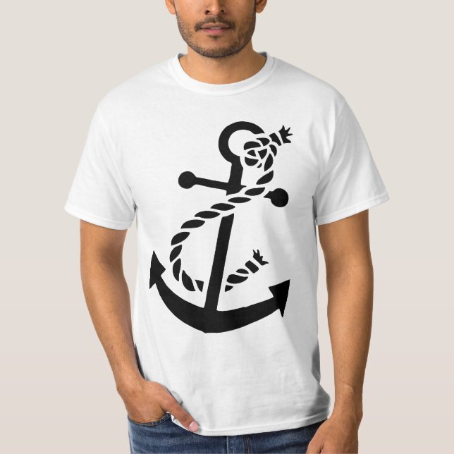 Camiseta Tema náutico del ancla del barco negro (Anverso)