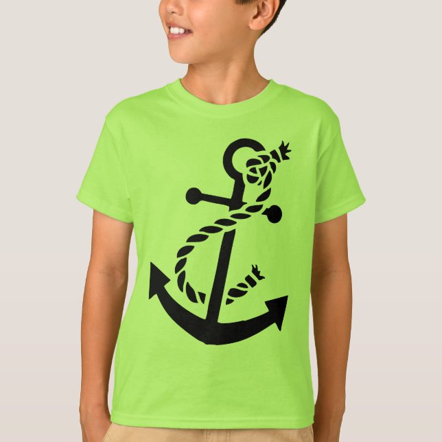 Camiseta Tema náutico del ancla del barco negro (Anverso)