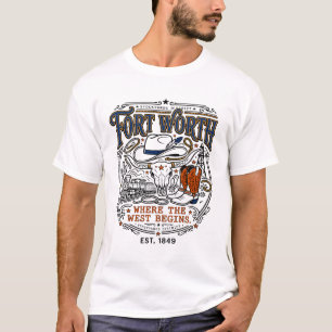 Camiseta tema occidental del distrito de stockyards de fort