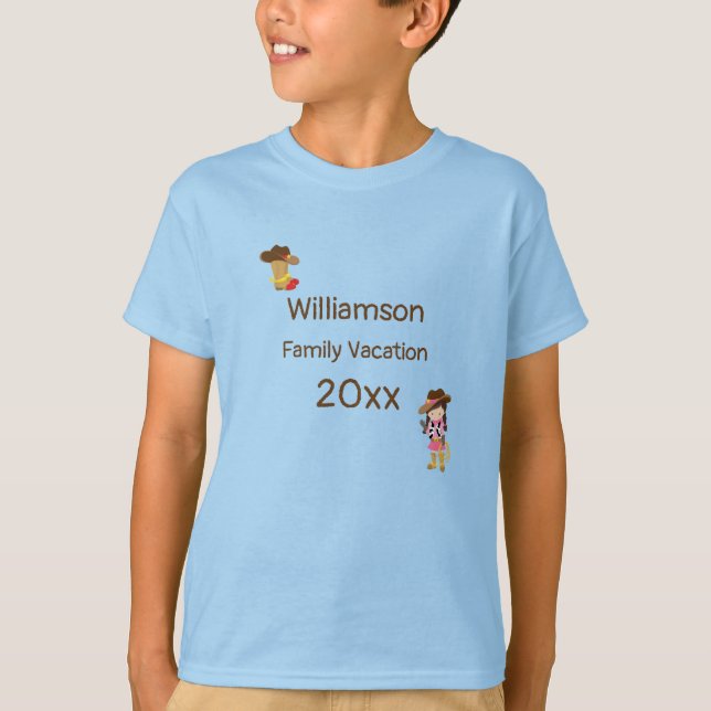 Camiseta Tema occidental: Vacaciones familiares de vacas pe (Anverso)