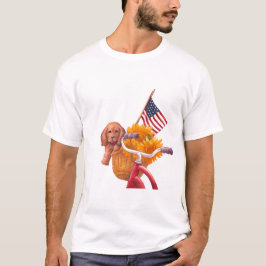Camiseta Tema patriótico con pipa, bandera y girasol