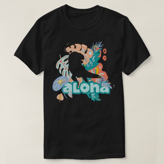 Camiseta Tema tropical de moda Cute ALOHA DINOSAUR Hawaii (Diseño del anverso)